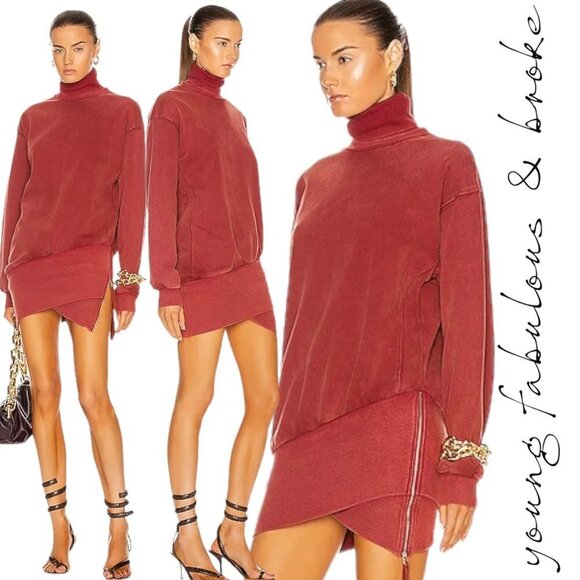 NWT Young Fabulous & Broke Turtleneck Sweatshirt Dress. Cinnamon. Size S
